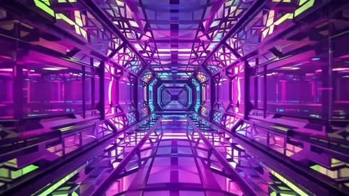 Futuristische Science-Fiction-Neontunnel-Bewegungsschleife