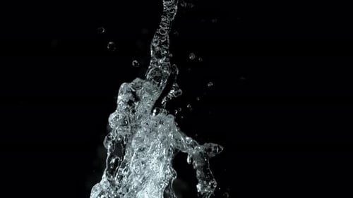 Dynamic Clear Water Splash on Black Background
