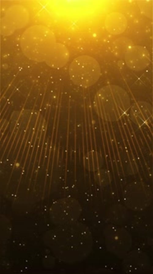 Shimmering Golden Particles and Light Rays Celebration Background