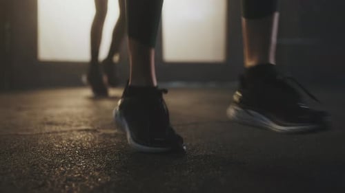 Person Skipping Rope in a Gym, Close Up