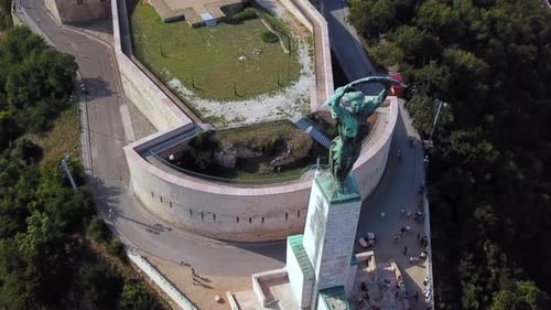 Liberty statue of Budapest, Hungary, with general city view