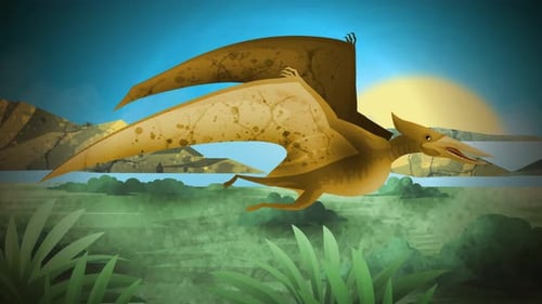 Animated Pterodactyl Flying in a Prehistoric Landscape