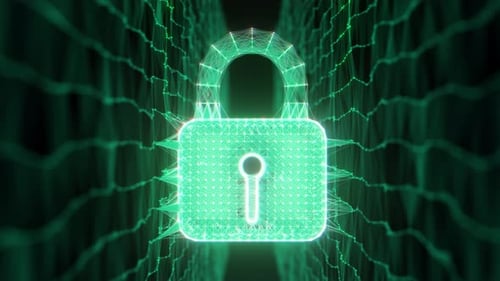 Ai Cyber Security Netzwerkschutz. Schild mit Schlüssellochsymbol auf grünem Hintergrund des digitalen Netzwerks
.