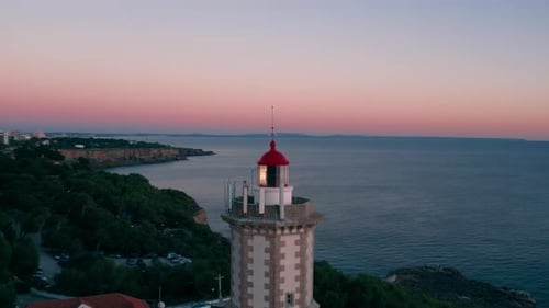 Establishing Drone Shot of Guia Lighthouse