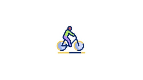 Animated Flat Design Icon of Person Riding Bicycle