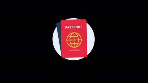 Animated Travel Passports Icon in Flat Design Style
