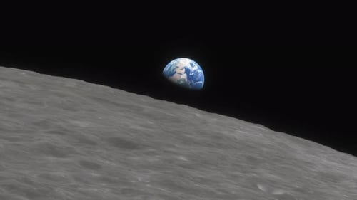Stunning Earthrise Over Moon's Surface in Deep Space