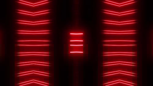Des lignes de néon rouges éclatantes créent un effet tunnel fascinant et futuriste