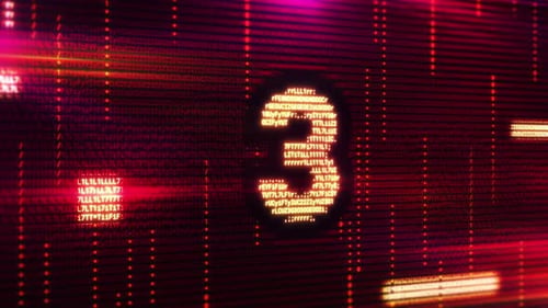 Countdown Emerging From Data Stream on Computer Screen
