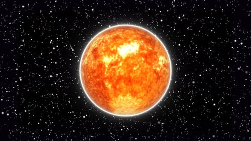 Fiery Sun Star Rotating in Outer Space Loop