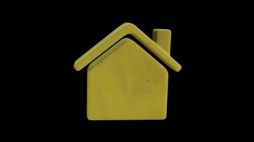 3D Rotating Yellow House Icon Loop Animation