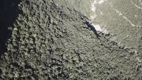 Luftaufnahme: Malerische grüne Landschaft an einem sonnigen Tag - Rupit, Spanien