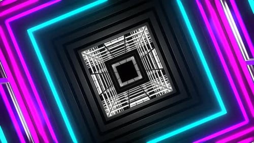 Fundo de túnel de luz estroboscópica quadrada multicolorido Vj Loop em 4K