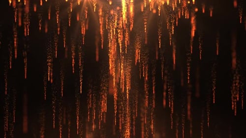 Falling light of dust of gold particles. Rain of particles. Awards show backstory