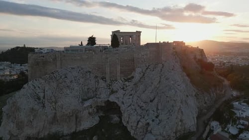 Aerial View of Athens Acropolis at Golden Hour