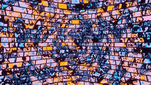 Blauer und orangefarbener psychedelischer Ziegelhintergrund Vj Loop-Animation in 4K