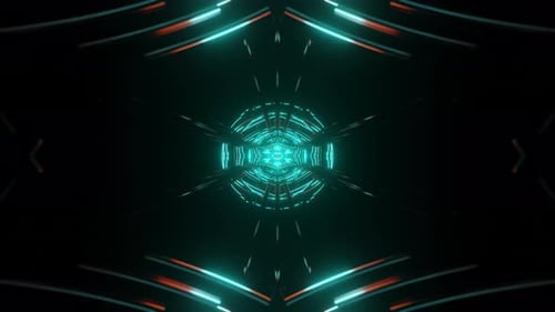 Túnel infinito tecnológico de ciencia ficción con luces estroboscópicas de neón