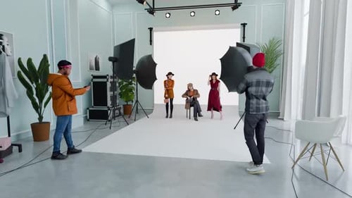 Professional Chroma Key Studio Background with Fashion Models