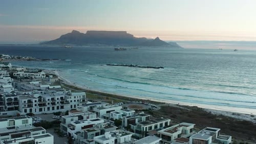 View of Bloubergstrand and Blouberg Beach With the Lion's Head Mountain and Table Mountain in the Ba
