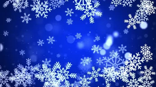 Beautifully Blue Glittering Particles Floating Snow Snowflakes Abstract