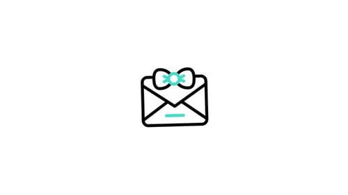 Animated Flat Design Envelope Icon with Bow for Messages and Gifts