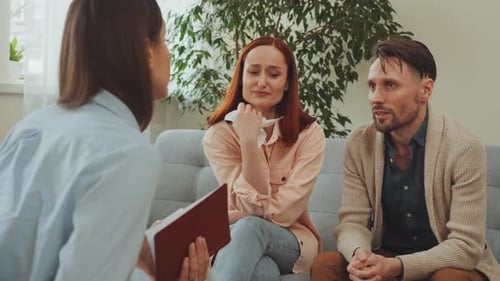 Couple in Therapy Session Talking with Therapist