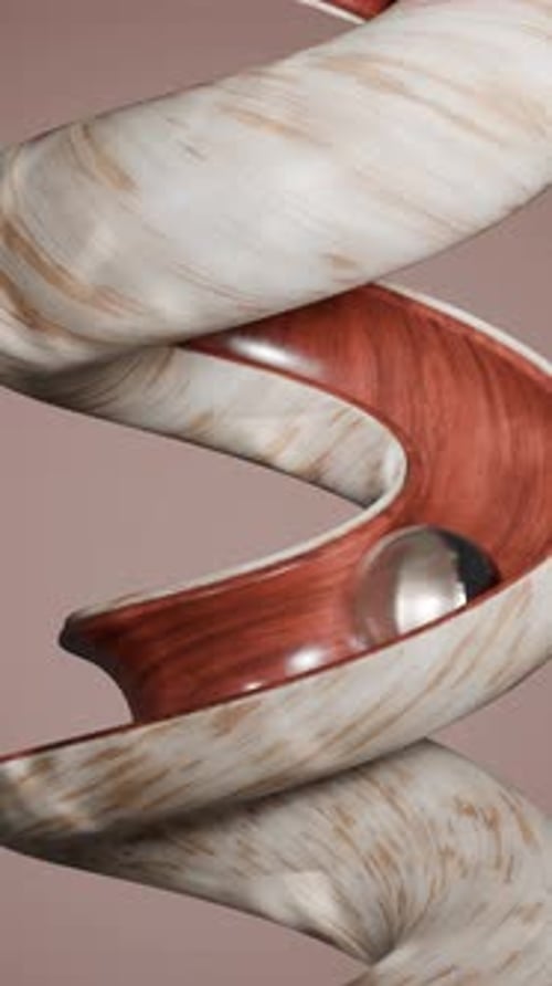 Looping 3D Animation of Sphere Sliding Down Spiral Track Minimal Abstract Motion
