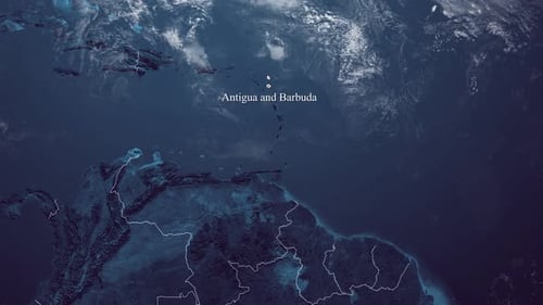Animated Earth Map Zoom to Highlight Country Borders