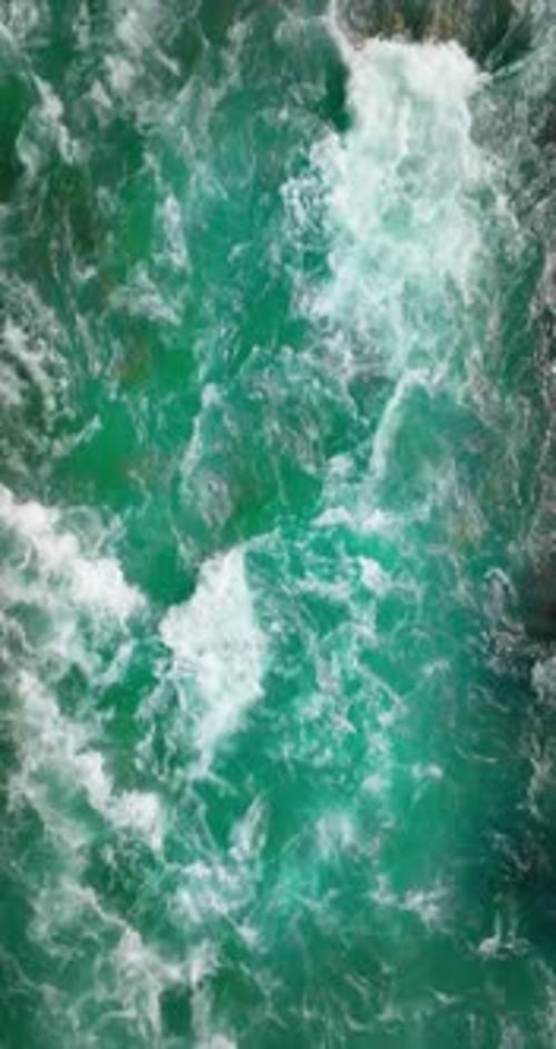 Top Down View of Fast Moving Mountain River Canada