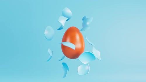 Animated 3D Egg Breaks Revealing Another Egg