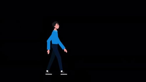 Young Boy Walking In The Street Alpha Channel 4K