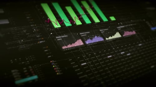Futuristic Digital Financial Dashboard Data Analysis Display