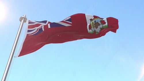 Bermuda National Flag Waving in Realistic Slow Motion