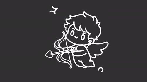 Minimalist Cupid Character Firing Heart Arrow Animation