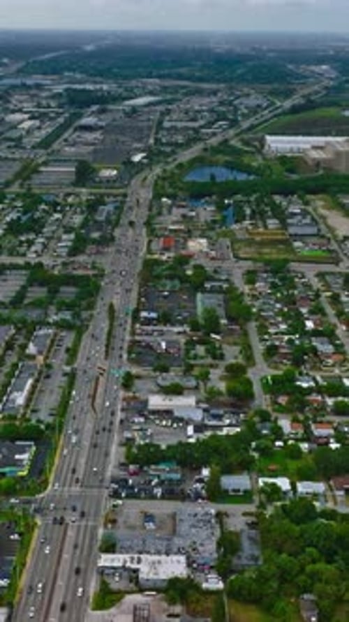 Aerial view of residential areas and highways in Miami, USA