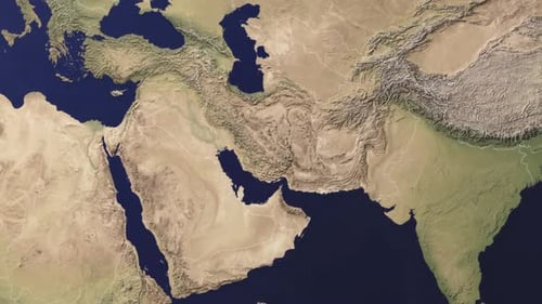 Realistic Earth Globe Zooming to Middle East Map