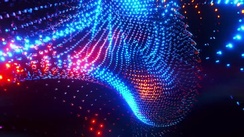 Tech Background Video with Blue and Red Lights. Infinitely looped animation