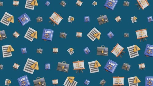 Seamless Loop Background Animation with 3D Legal Icons