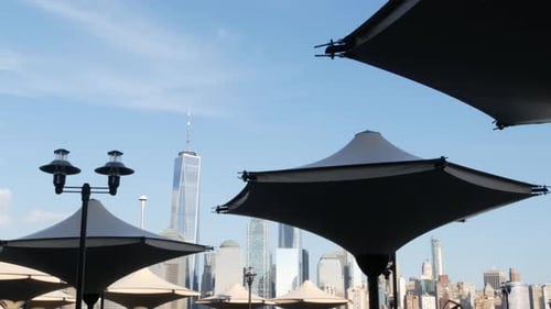 New York City Waterfront Skyline Manhattan Downtown Financial District World Trade Center Cityscape