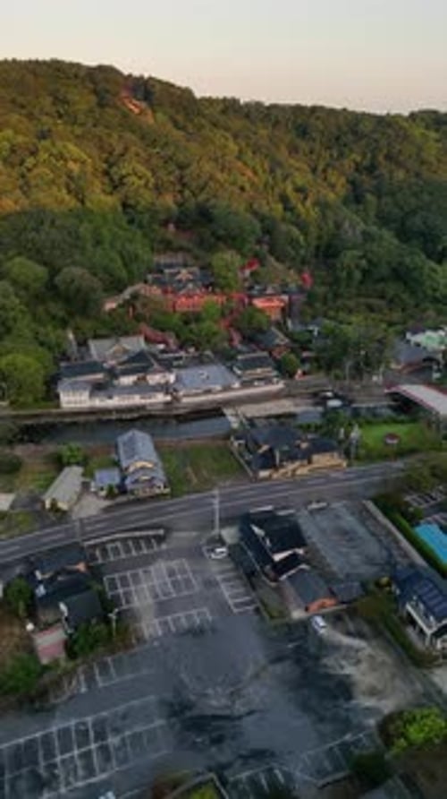 Aerial view of Yutoku Inari Shrine at sunset, Kashima, Saga, Japan.