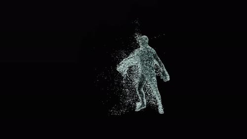 Abstract Dancing Liquid Figure Particle Dissolve Animation
