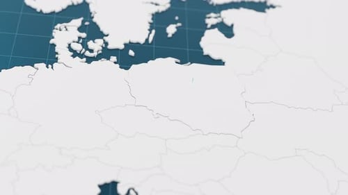 Highlight mit 3D-Karte „Blau von Polen“ mit Zeigernadel, umgeben von anderen Ländern in Weiß