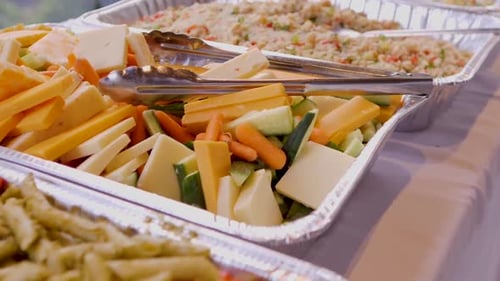 Appetizing Buffet of Salads and Savory Party Food