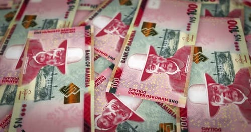 Namibia Dollar growing pile of money seamless loop