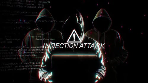 Injection Attack Words Of Hacking Screen In Technology