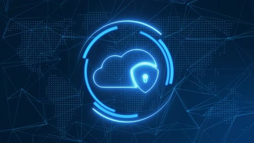 Linha de néon do ícone Cloud Security