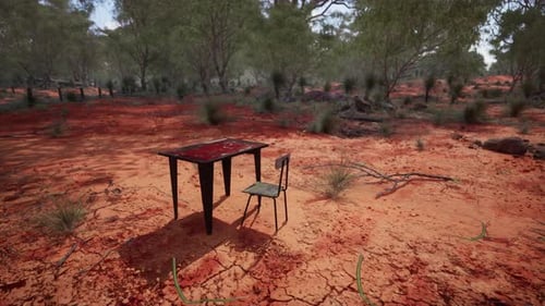 Old Ruster Metal Table in Desert