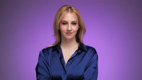 Blonde Woman Smiling with Elegant Style and Beauty