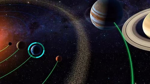 Modern 3D Solar System with Planets Orbiting the Sun