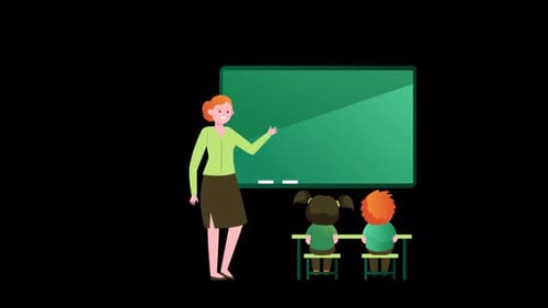 Teacher With Students In A Classroom Alpha Channel